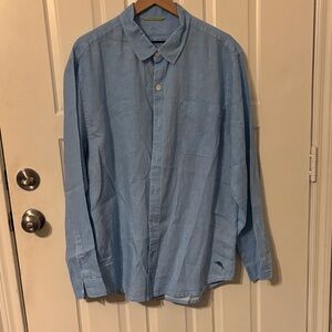 Tommy Bahama relax linen Light Blue Button-Up Shirt xl